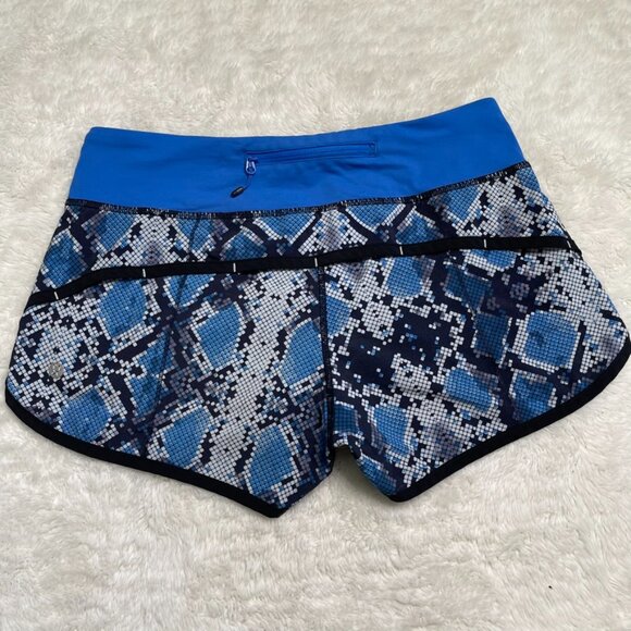 Lululemon Run Speed Shorts 4 Mini Ziggy Snake Caspian Pipe Dream Blue Snakeskin - Picture 1 of 9